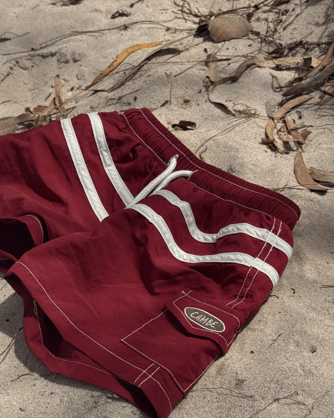 Kids Board Shorts, Vintage Red - We Are Cambe -Swimwear