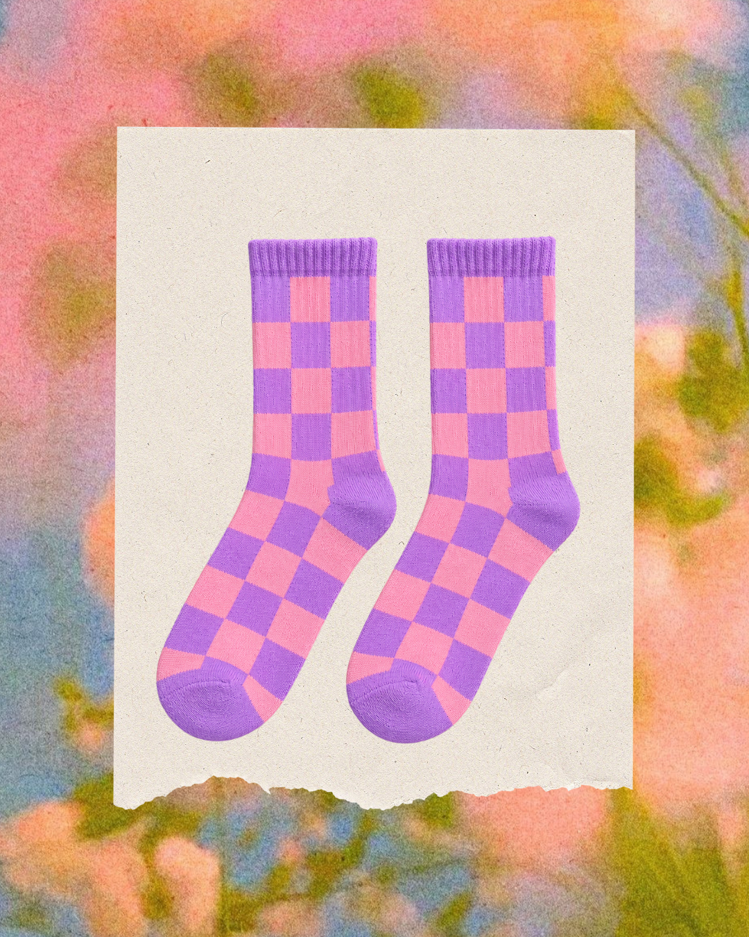 Crew Sock, Check Purple - We Are Cambe